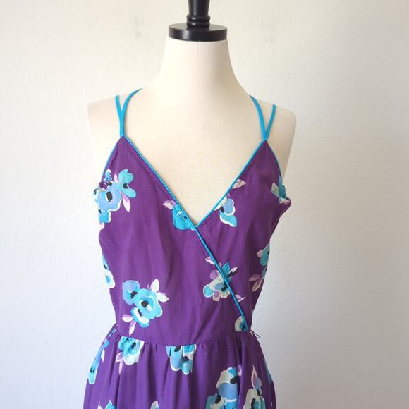 Vintage 60s 70s Dress Womens 11 M Purple Floral MCM Housewife Babydoll Frock - Picture 7 of 16